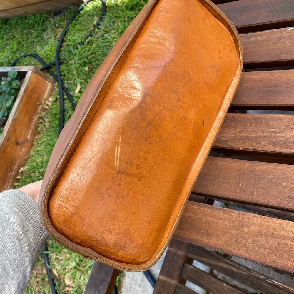 LALUCCA rebeka dome satchel bag purse cognac leather - Picture 6 of 10